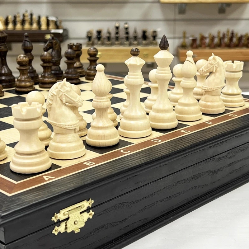 Шахматный ларец деревянный мореный дуб Бастион матовый