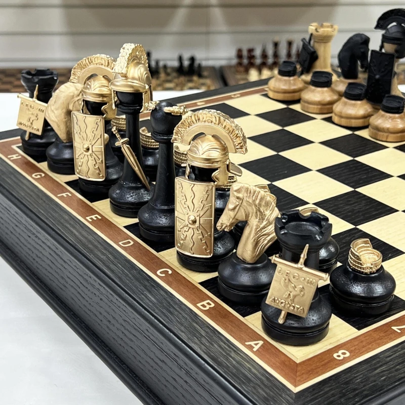 Шахматный ларец эксклюзивный мореный дуб Римляне