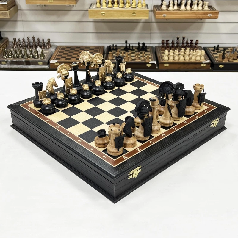 Шахматный ларец эксклюзивный мореный дуб Римляне