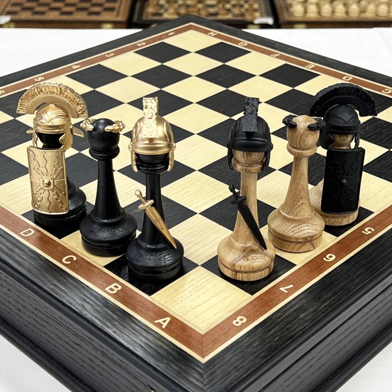 Шахматный ларец эксклюзивный мореный дуб Римляне