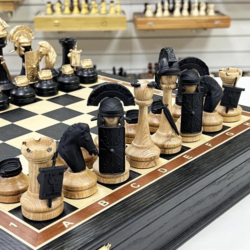 Шахматный ларец эксклюзивный мореный дуб Римляне