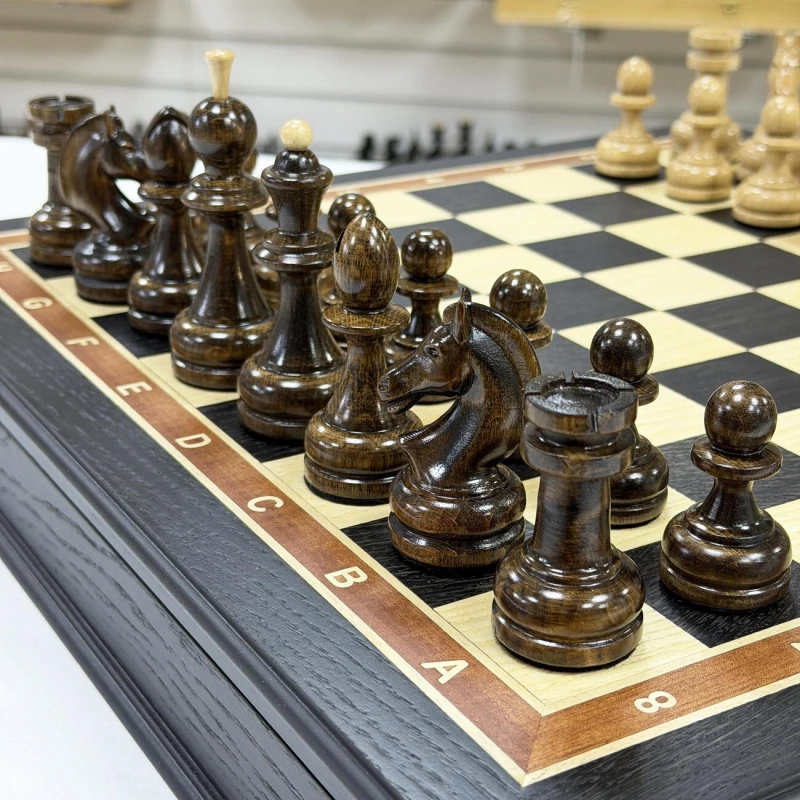 Шахматный ларец мореный дуб Премиальный люкс