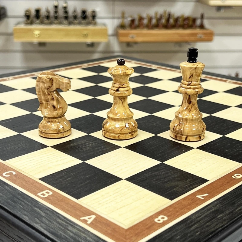 Шахматы подарочные Карельская береза моренный дуб Люкс