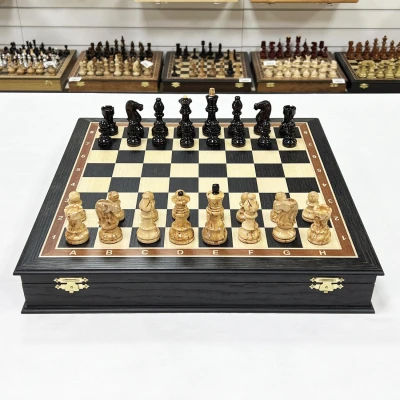 Шахматы подарочные Карельская береза моренный дуб Люкс