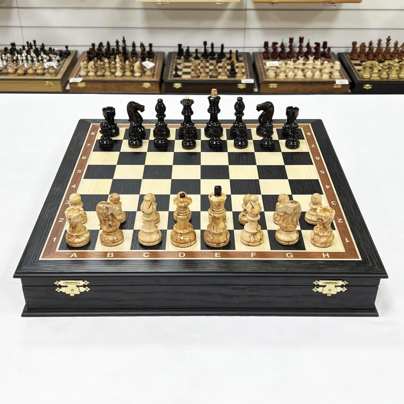 Шахматы подарочные Карельская береза моренный дуб Люкс