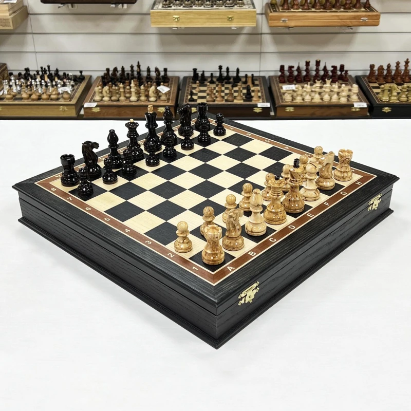 Шахматы подарочные Карельская береза моренный дуб Люкс