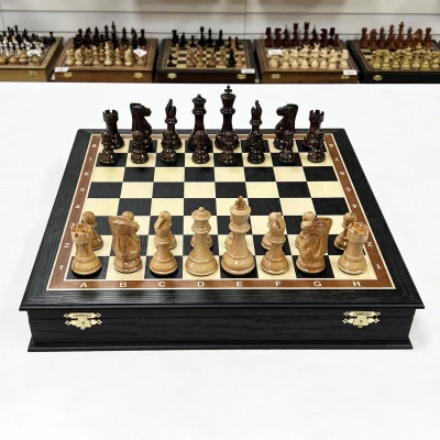 Шахматы подарочные в ларце из мореного дуба с фигурами Супри