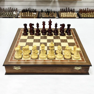 Шахматный ларец орех Стаунтон ретро самшит падук