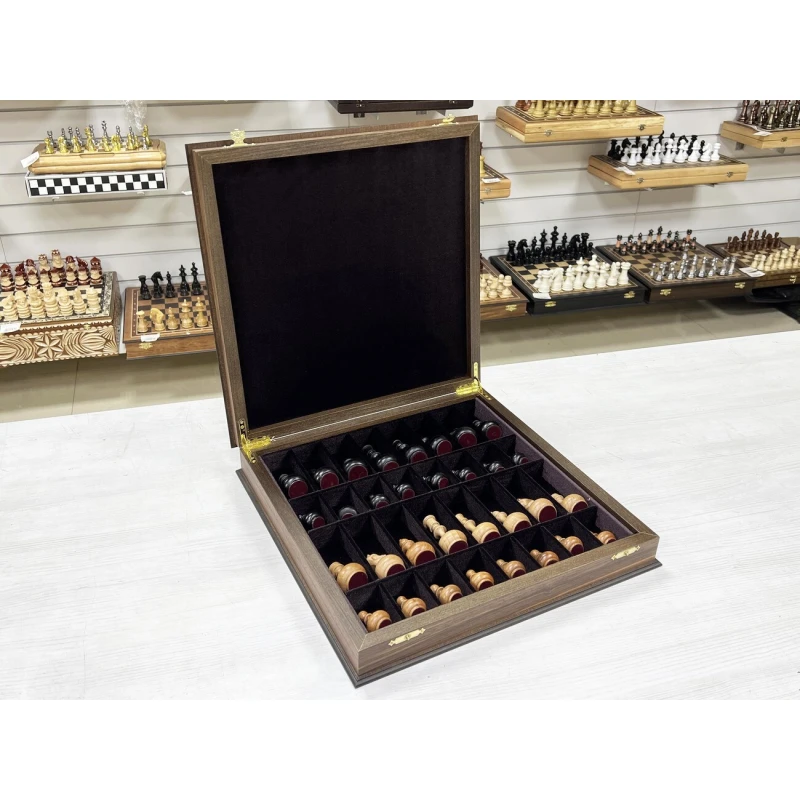 Шахматный ларец Орех с фигурами Неваляшки 40 см