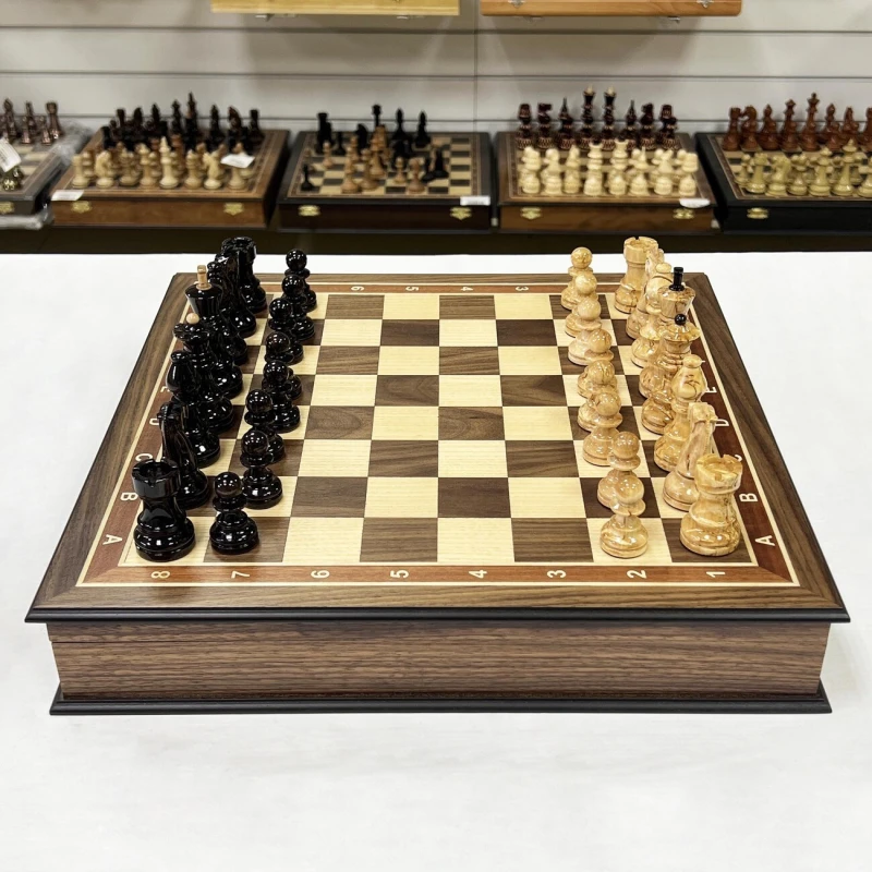 Шахматы в ларце подарочные орех Стаунтон карельская береза 40 см