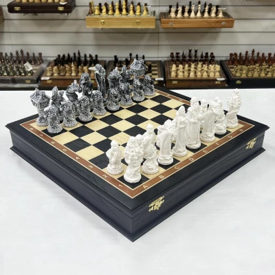 Шахматы Сказочные в ларце из мореного дуба