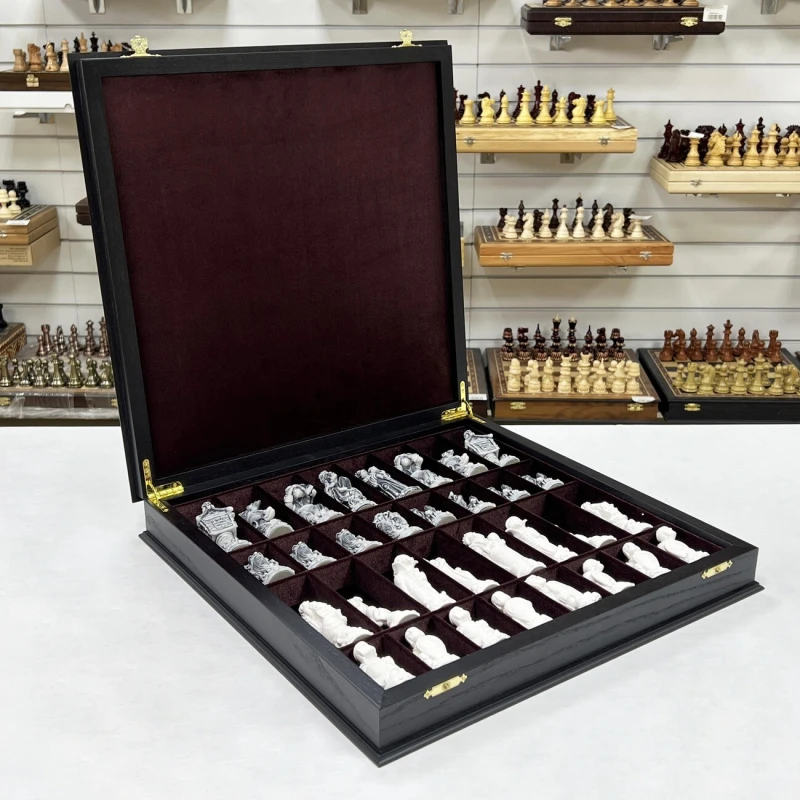 Шахматы Сказочные в ларце из мореного дуба