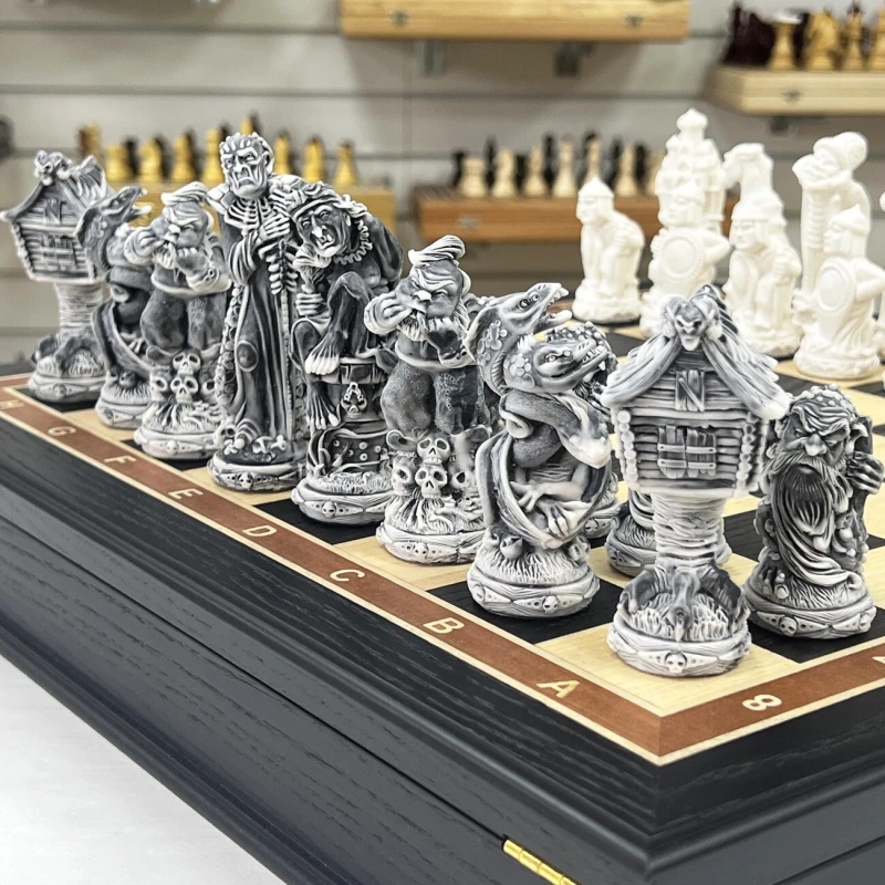 Шахматы Сказочные в ларце из мореного дуба