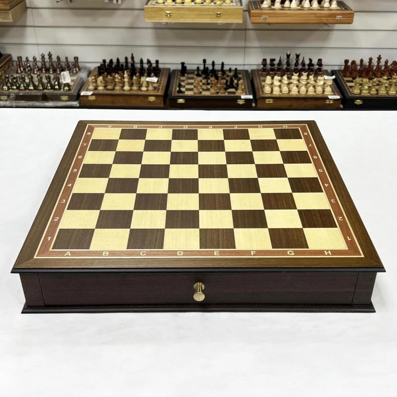 Шахматный ларец с выдвижными ящиками для больших фигур Антик дуб 5 см