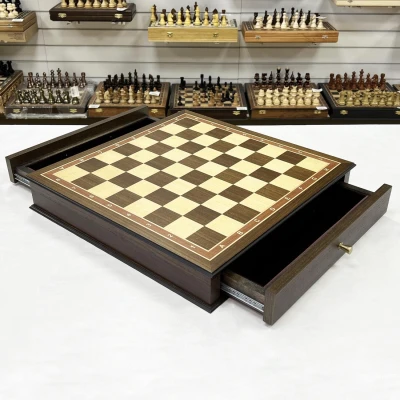 Шахматный ларец с выдвижными ящиками для больших фигур Антик дуб 5 см