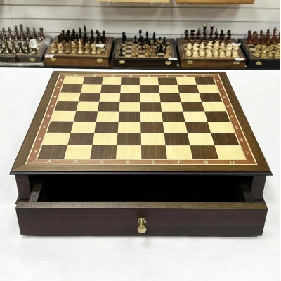 Шахматный ларец с выдвижными ящиками для больших фигур Антик дуб 5 см