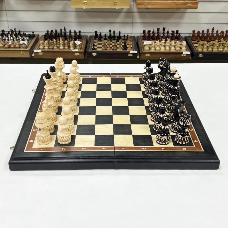 Шахматы деревянные большие мореный дуб точенка ручная работа