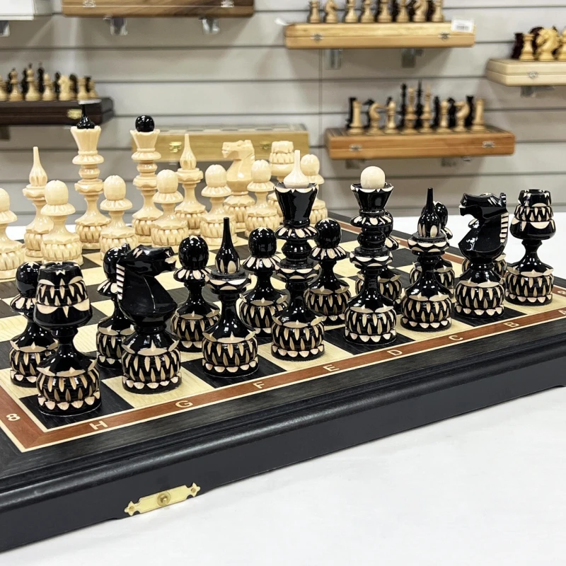 Шахматы деревянные большие мореный дуб точенка ручная работа