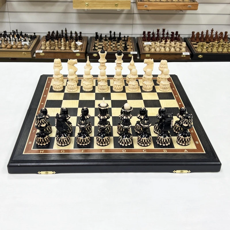 Шахматы деревянные большие мореный дуб точенка ручная работа