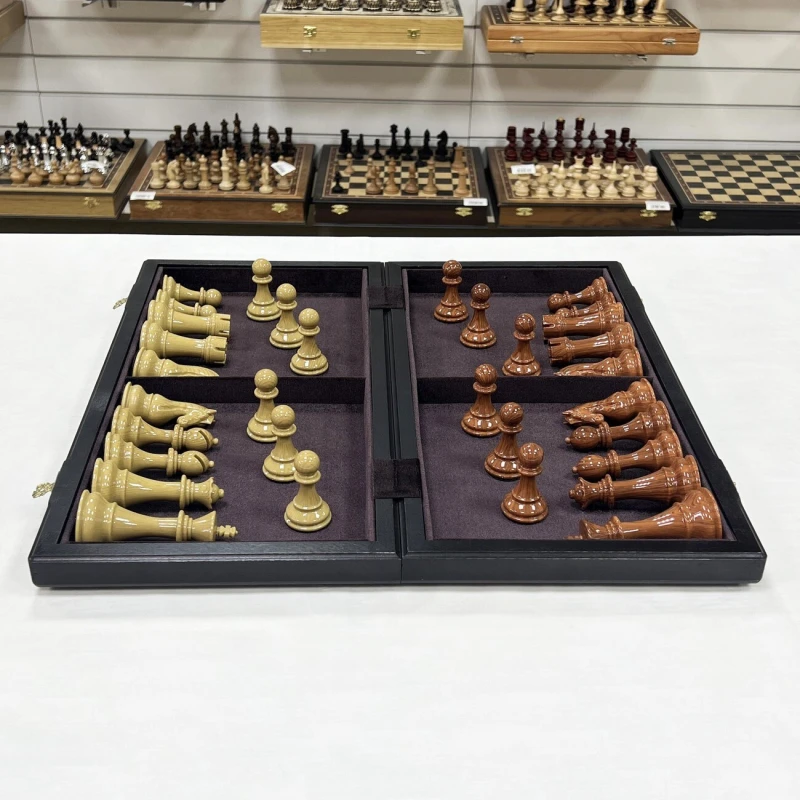 Подарочные шахматы из мореного дуба с композитными фигурами