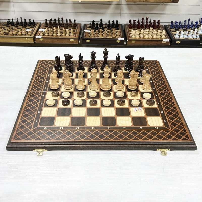 Шахматы нарды шашки подарочные венге Суприм