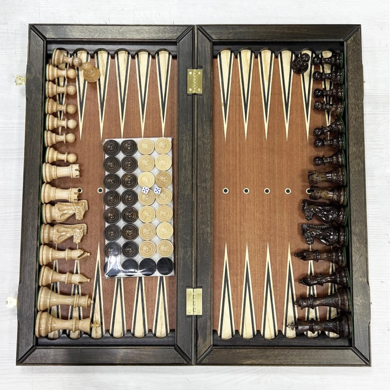 Шахматы нарды шашки подарочные венге Суприм