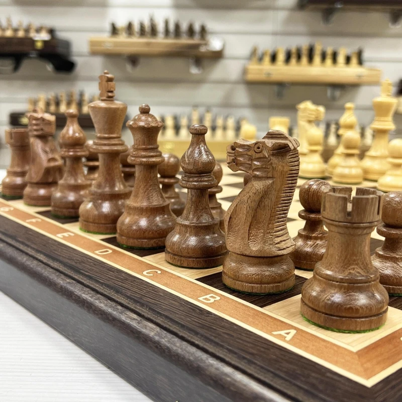 Шахматы подарочные индийский Эндшпиль венге средние