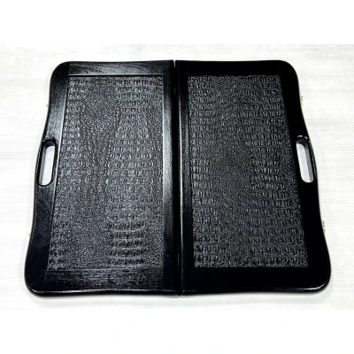 Нарды кожаные Презент с ручкой черные Люкс 55 см