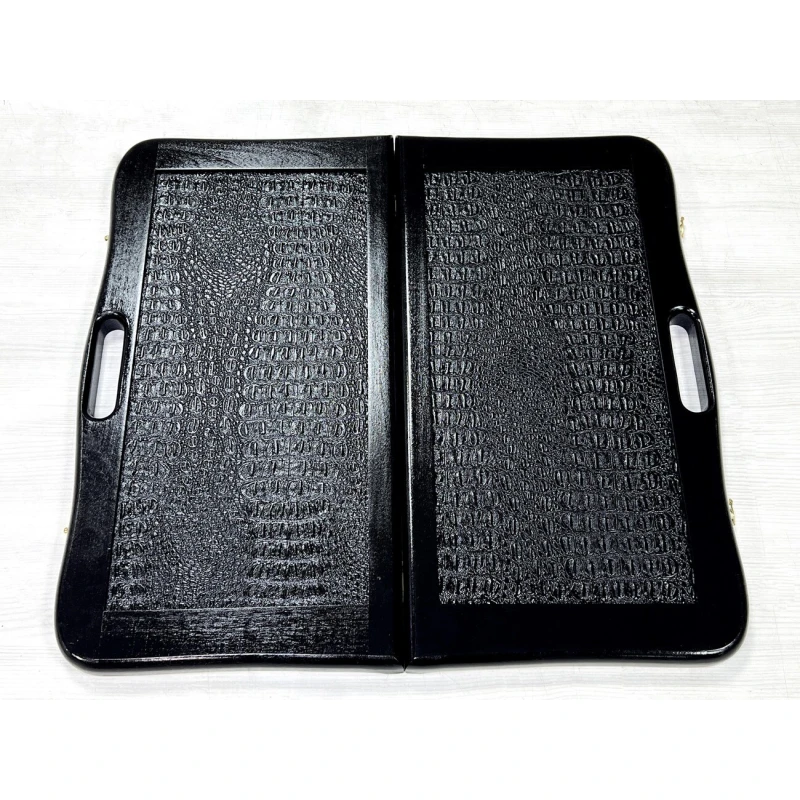 Нарды кожаные Презент с ручкой черные Люкс 55 см