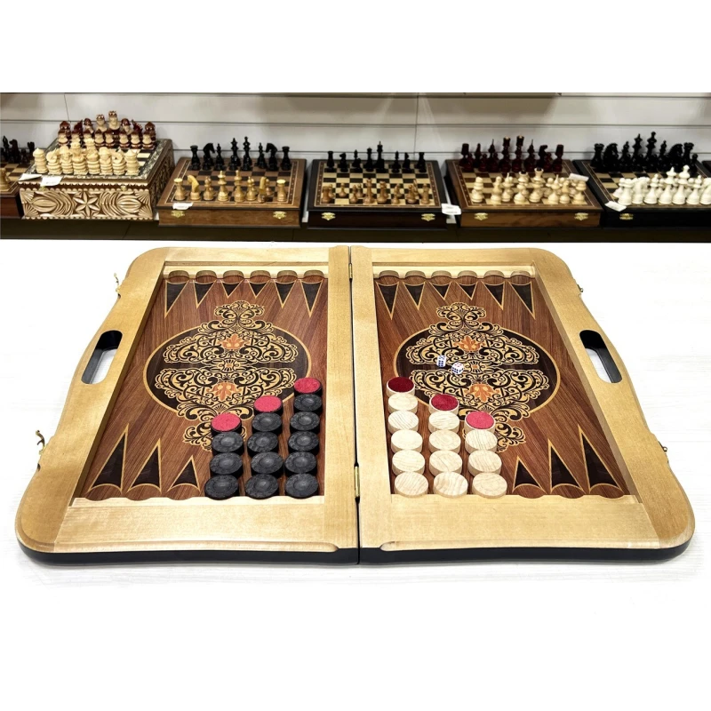 Нарды кожаные Презент с ручкой черные Люкс 55 см