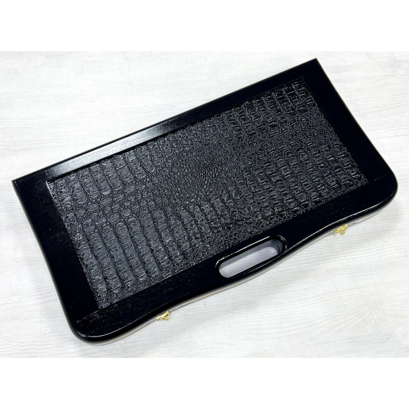 Нарды кожаные Презент с ручкой черные Люкс 55 см