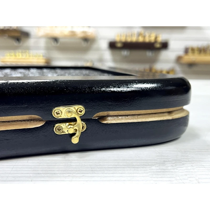 Нарды кожаные Презент с ручкой черные Люкс 55 см