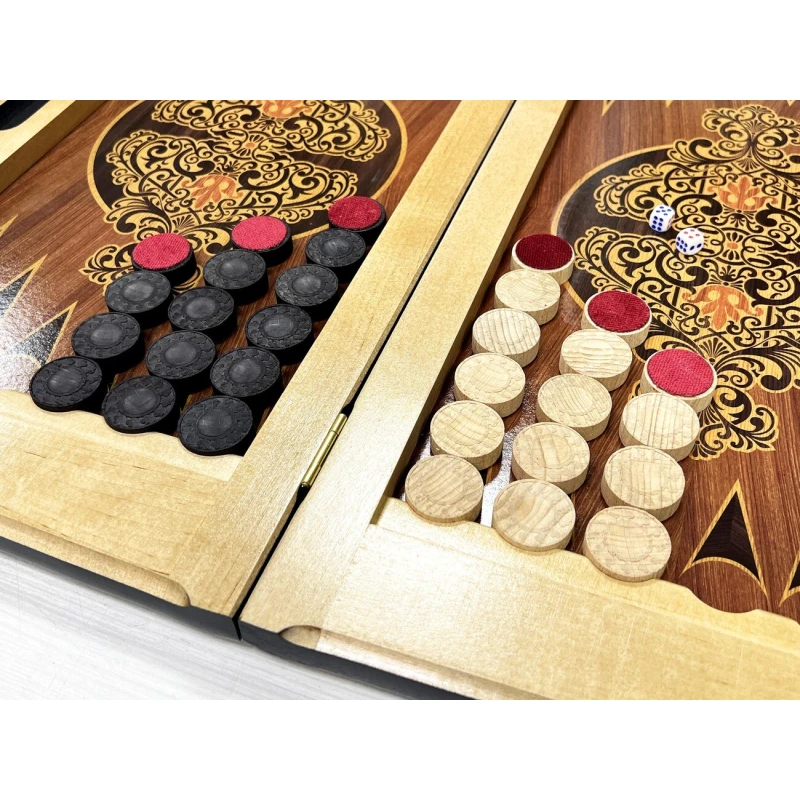 Нарды кожаные Презент с ручкой коричневые Люкс 55 см