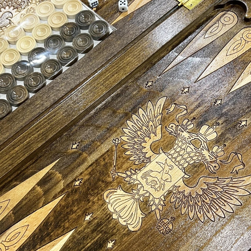 Нарды ломберный стол резной Герб России, Hachatyr