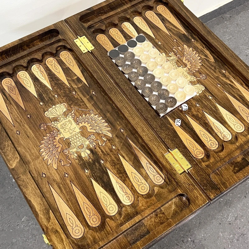 Нарды ломберный стол резной Герб России, Hachatyr