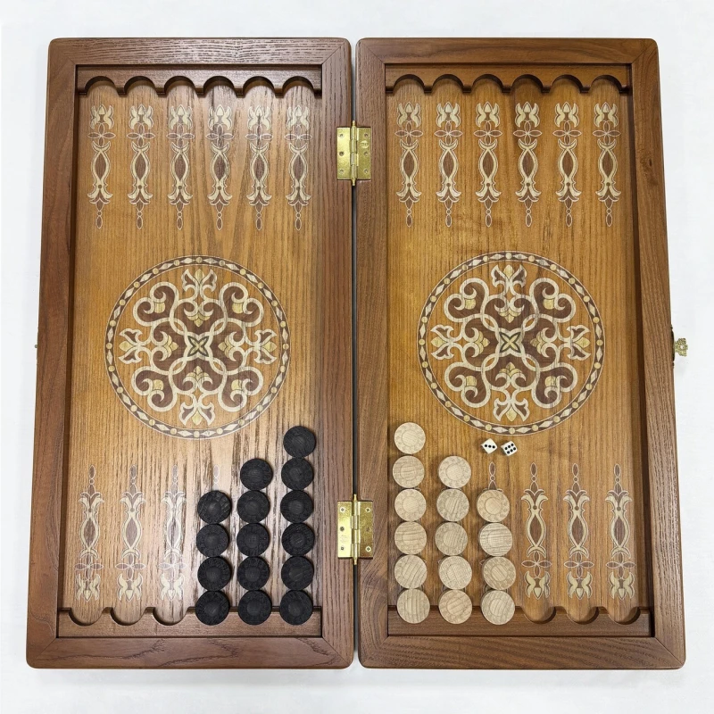 Нарды из массива ясеня эксклюзивные Узор темные 60 см