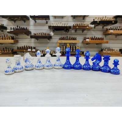 Шахматные фигуры роспись Гжель премиум