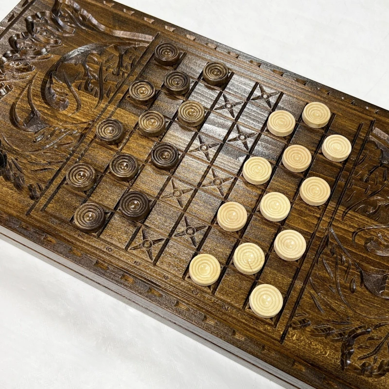 Нарды из массива бука Скорпион эпоксидная смола синие