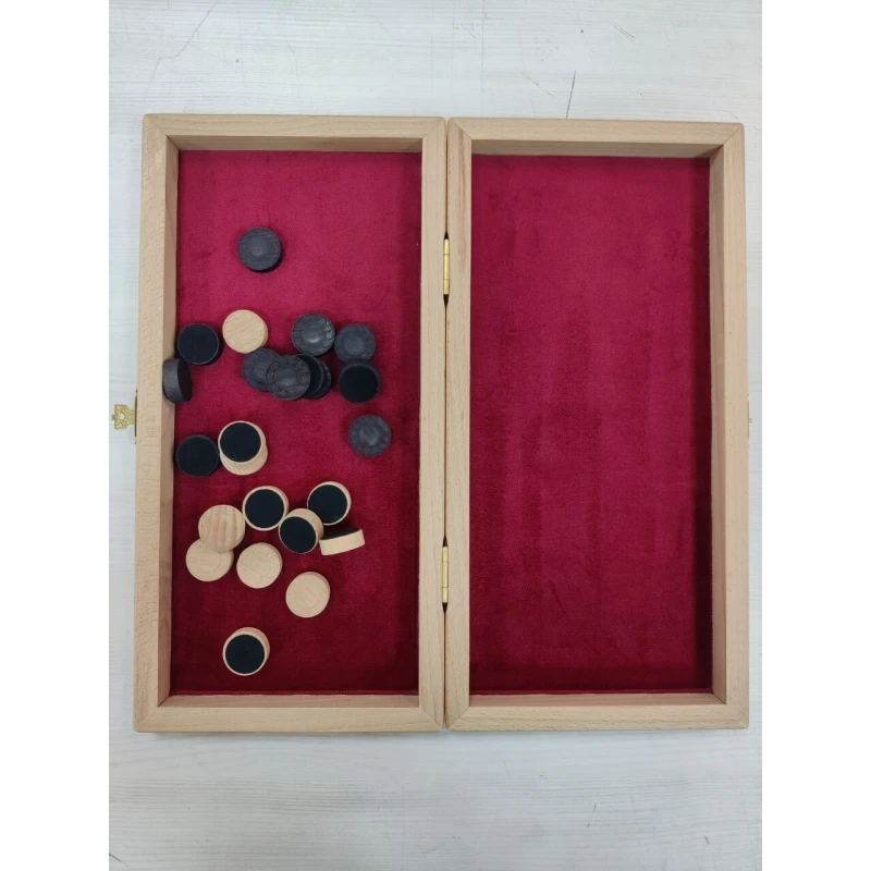 Шашки подарочные деревянные интарсия темные