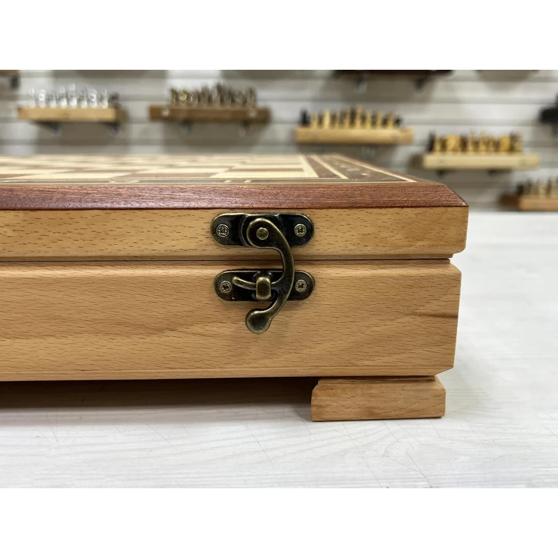 Шахматный ларец красное дерево с фигурами Wellington 52 см