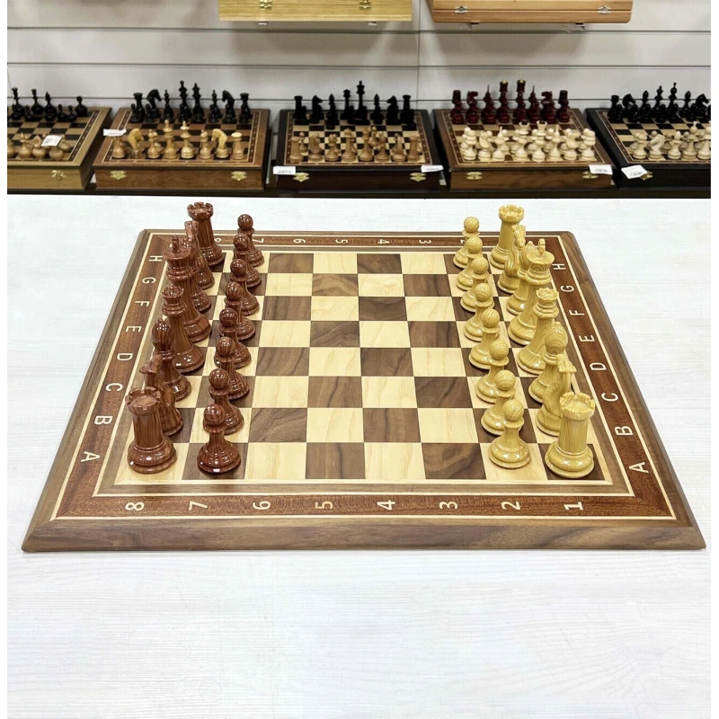 Шахматы нескладные орех с фигурами Королевский Стаунтон