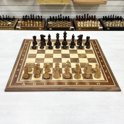 Шахматы нескладные орех с фигурами Суприм из дуба