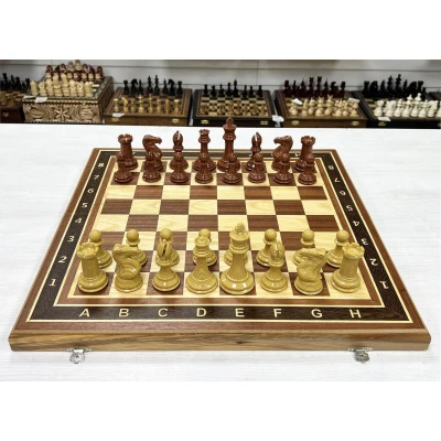 Шахматы-нарды-шашки Красное дерево с фигурами королевский Ст