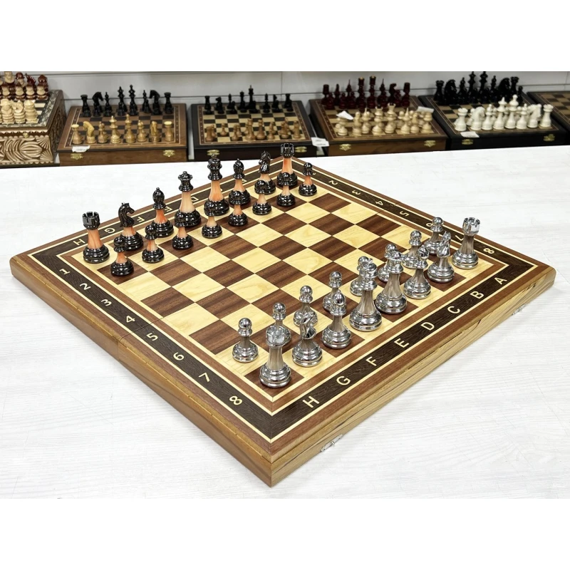 Набор 3 в 1 шахматы-нарды-шашки Красное дерево итальянский дизайн