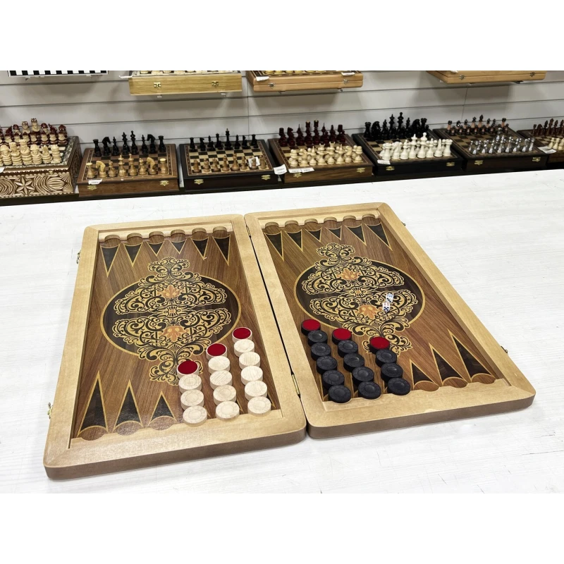 Нарды кожаные Презент Большие 60 см + фишки Люкс