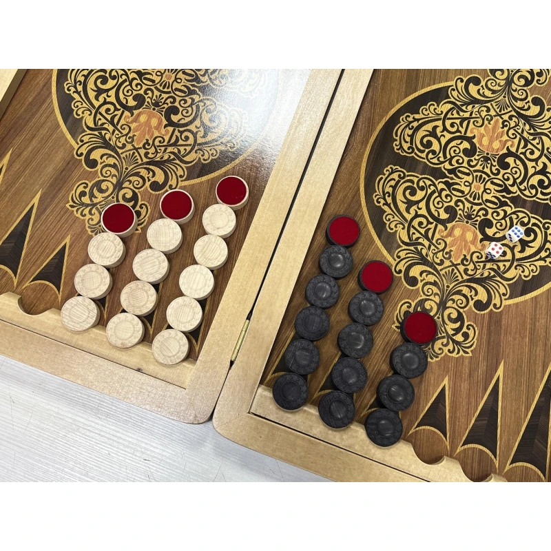 Нарды кожанные Презент коричневые большие 60 см + фишки Люкс