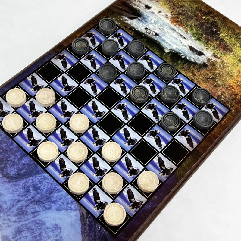 Нарды деревянные горный орел и степной волк большие 60 на 60 см