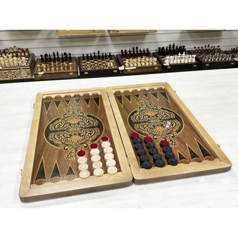 Нарды кожаные Презент средние 50 см + фишки Люкс