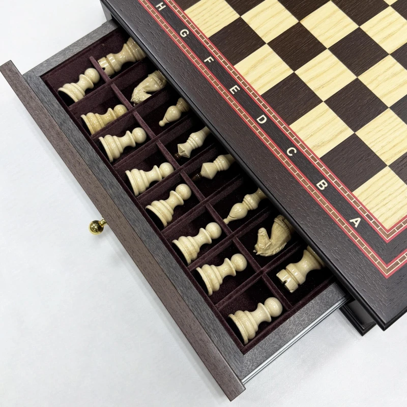 Шахматный ларец с выдвижными ящиками подарочный венге Бастион