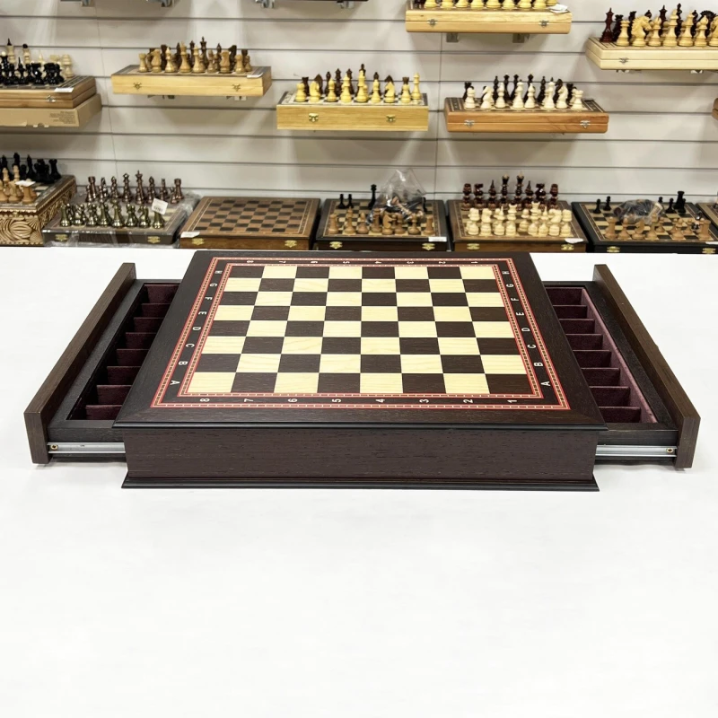 Шахматный ларец с выдвижными ящиками Венге 4.5 см